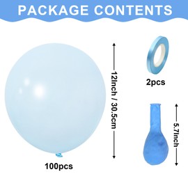 Teselife Pastel Blue Balloons, 100Pcs 12 Inch Macaron Blue Balloons, Latex Blue Party Balloons for Boy Girl Women Birthday Anniversary Wedding Engagement Baby Shower Gender Reveal Party Decorations