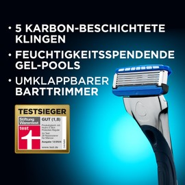 Wilkinson Sword Wilkinson Sword - Hydro 5 Rasierer für Männer, Rasiergriff + 13 Rasierklingen, Feuchtigkeitsspendende Gel-Pools und umklappbarer Trimmer