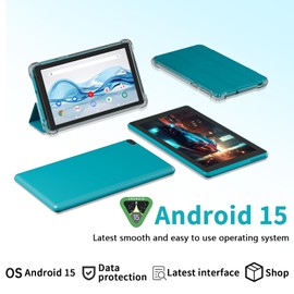 IWEGGO Android 15 Tablet with Case, 7 Inch 8GB RAM+32GB ROM/ 1TB Expandable Computer, 5MP Camera Tablets, 1.6Ghz Quad-core Processor, 3000mAH Battery Tablet PC, 5G WiFi, Games 7'' Android Laptop Blue