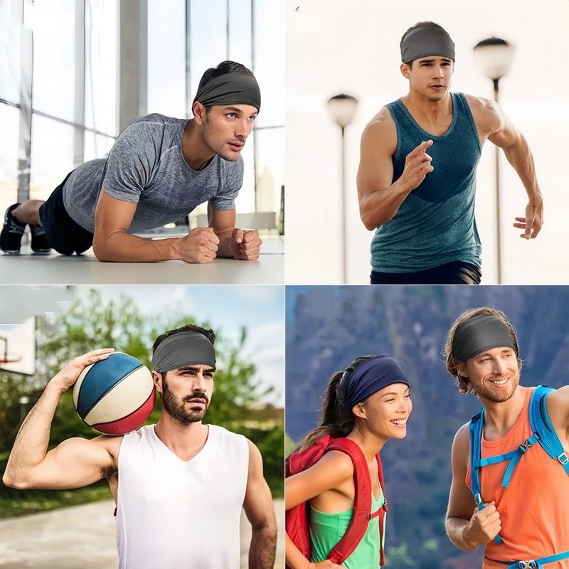 Workout Headbands for Men, 6 Pack Mens Running Headband Stretchy