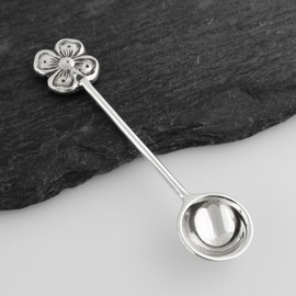 Sterling Silver Flower Handle Salt Spoon or Mustard Spoon