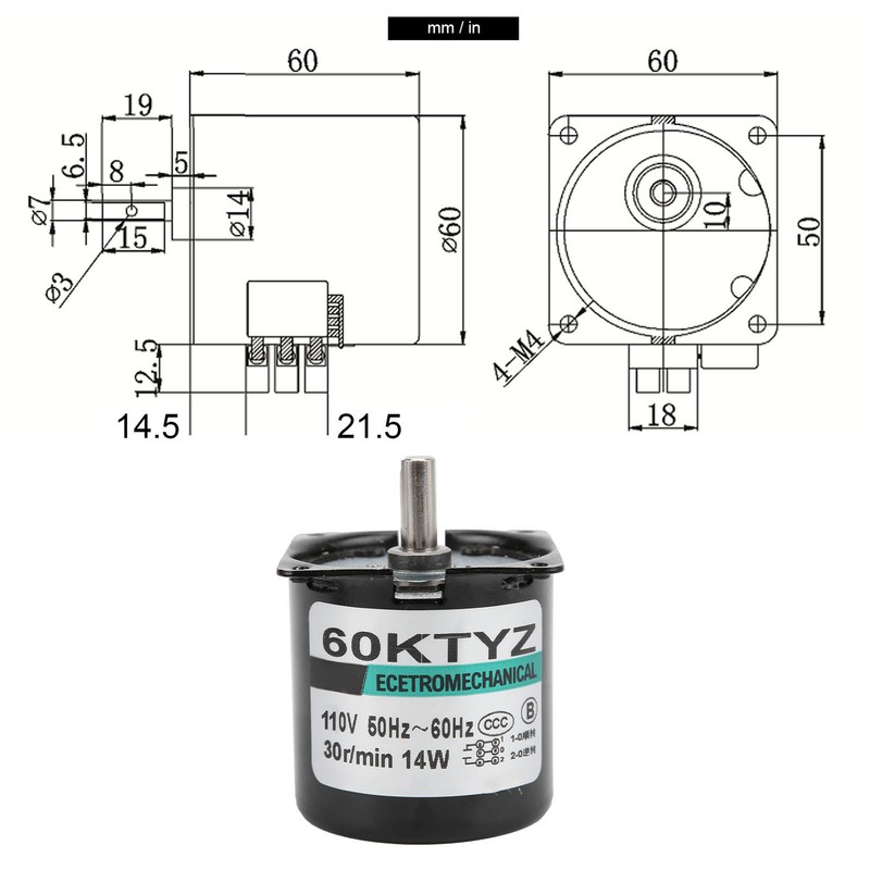 Mini Motor Permanent Magnet AC Synchronous Speed Reduction Eccentric Shaft