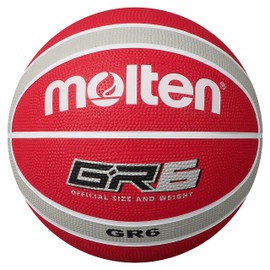 Molten GR Basketball, Indoor/Outdoor, Premium Rubber, Size 6, Impact Colour Red/White/Silver, Suitable For Boys age 12, 13, 14 and Girls age 14 & Adult (BGR6-WRS)