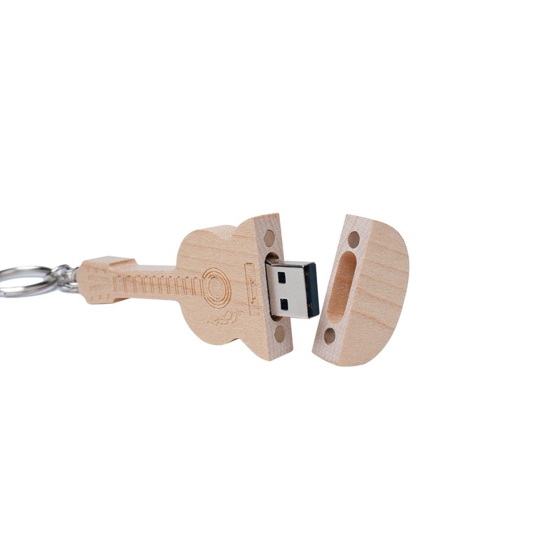Guitar Shaped Maple Wood Memory Stick USB Flash Drive in
