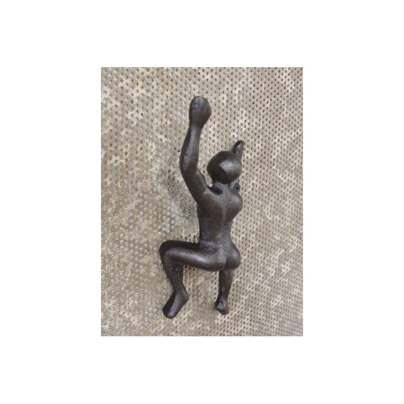 Cast Iron Climbing Man Industrial Style Coat Hook | Black