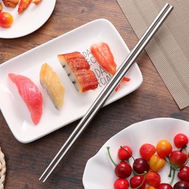 OUNONA Vegetable Chopsticks, Stainless Steel, Dishwasher Safe, Long, 14 inches (36 cm), Non-Slip, Cooking Chopsticks, Noodle Chopsticks, Pasta Chopsticks, Sashimi Chopsticks, Metal, Heat Resistant,