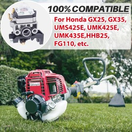 Carburettor for Honda GX25 GX35 HHB25 UMS425E UMK425E UMK435E FG110, JRISBO Engine Replacement Parts Brush Cutter Accessories Leaf Blower Carburettor Replacement with Gasket, Spark Plug, Petrol Filter