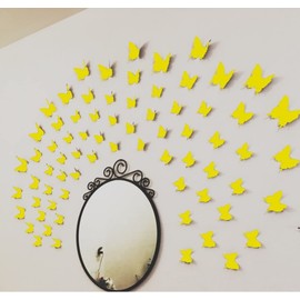 Jaamso Royals 'Yellow 3D Butterflies' Wall Sticker 5 Combo of 60Piece for Home Décor (PVC Vinyl, 3D Butterfiles Stickers)