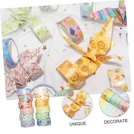 COHEALI 36rolls Gold Foil Washi Tape Decorative Masking Tape for Scrapbooking Cute Candy Color Design Easy to Cut Remove for Journals Craft Projects