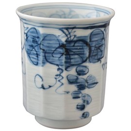 舘山堂 波佐見焼 一誠窯 軽量 湯呑 (特大) 内外ぶどう 青