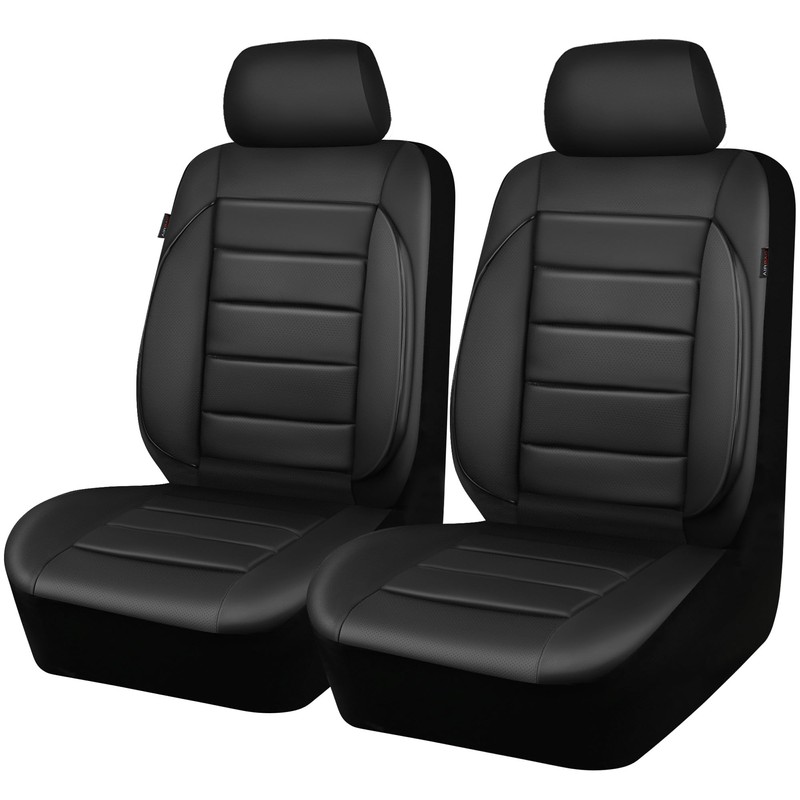CAR PASS Faux Leather Car Seat Covers Front Seats Only,