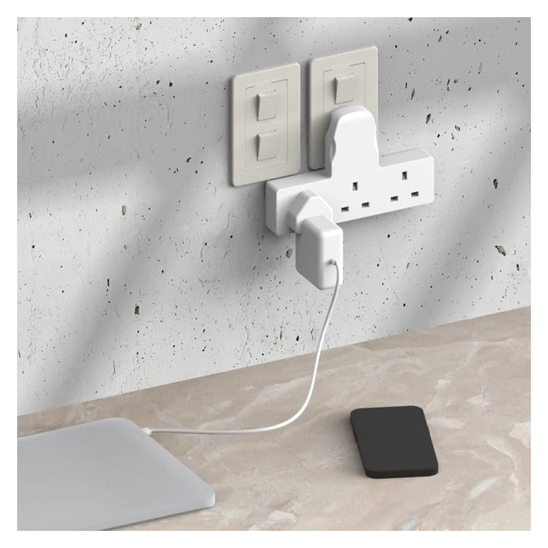 Plug Adapter,3 Way Plug Adapter UK Surge Protector Socket Adapter