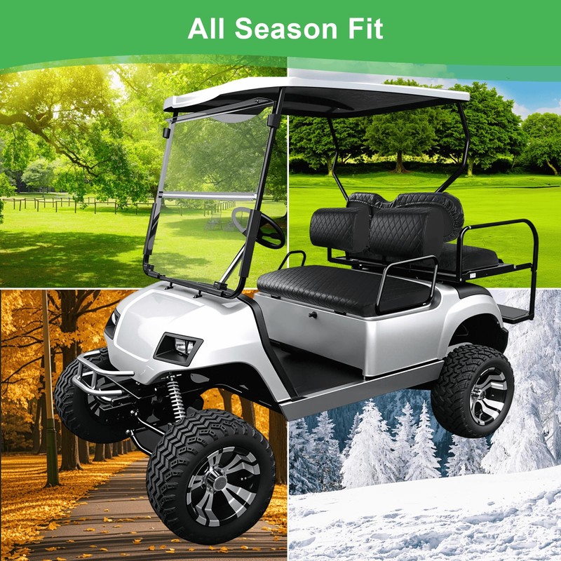 LEAPGOMAX Waterproof Front & Rear Golf Cart Seat Covers for