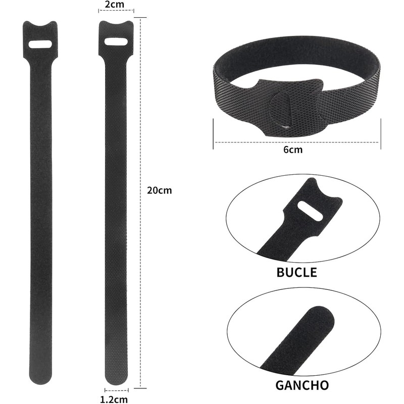 Ruistli Organizador de Cables?60 Pcs-12 * 20cm?Velcr