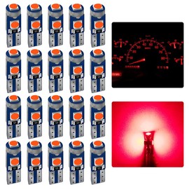 AUXLIGHT 20 Piece T5 LED Bulbs Dashboard Lights 3030 Chipsets 74 37 27 17 2721 Replacements for Interior Dome Door Instrument Panel Cluster Light, Brilliant Red