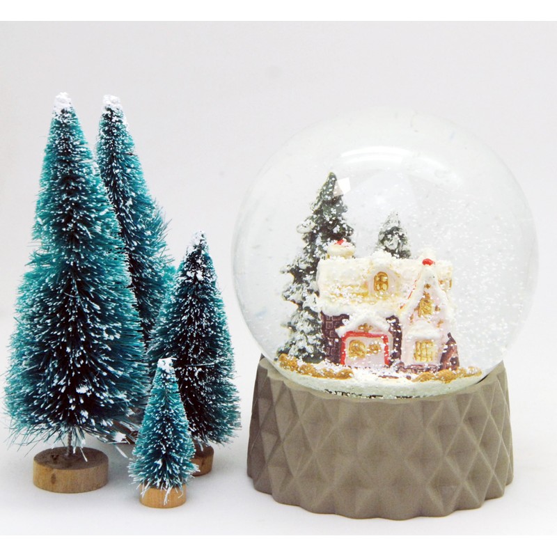 Snow globe sugar baker's house winter forest base beige sand