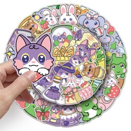 50Pcs Lovely Animals Stickers(Elephant Cat Bear Frog) for Boy Girls Cartoon Waterproof Vinyl Stickers for Laptop Phone Tablet Flasks Water Bottle Notebook Luggage Car,Cute Decals Pack