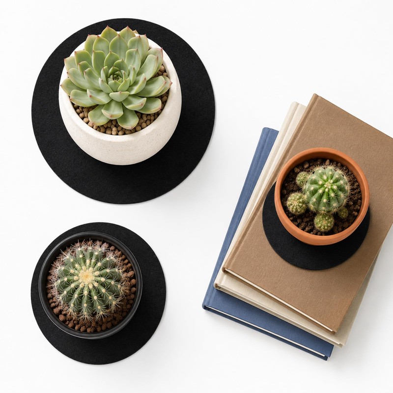 6 Pcs Plant Saucers for Indoors, Felt Plant Mat, Round