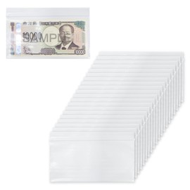 Plastic Bags with Zipper for Bills, Horizontal Type, Pack of 20, 80 Microns, Transparent, Domestic, Foreign Currency, Bills, Money, Divided Bag, Zipper Bag, Horizontal Bill Bill Case, Bill Case