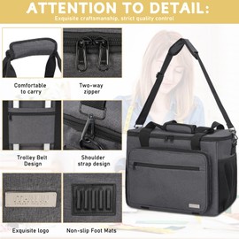 ITHWIU Sewing Machine Carrying Case with Multiple Side Mesh Storage Pockets for Accessories, Universal Tote Storage Bag, Grey