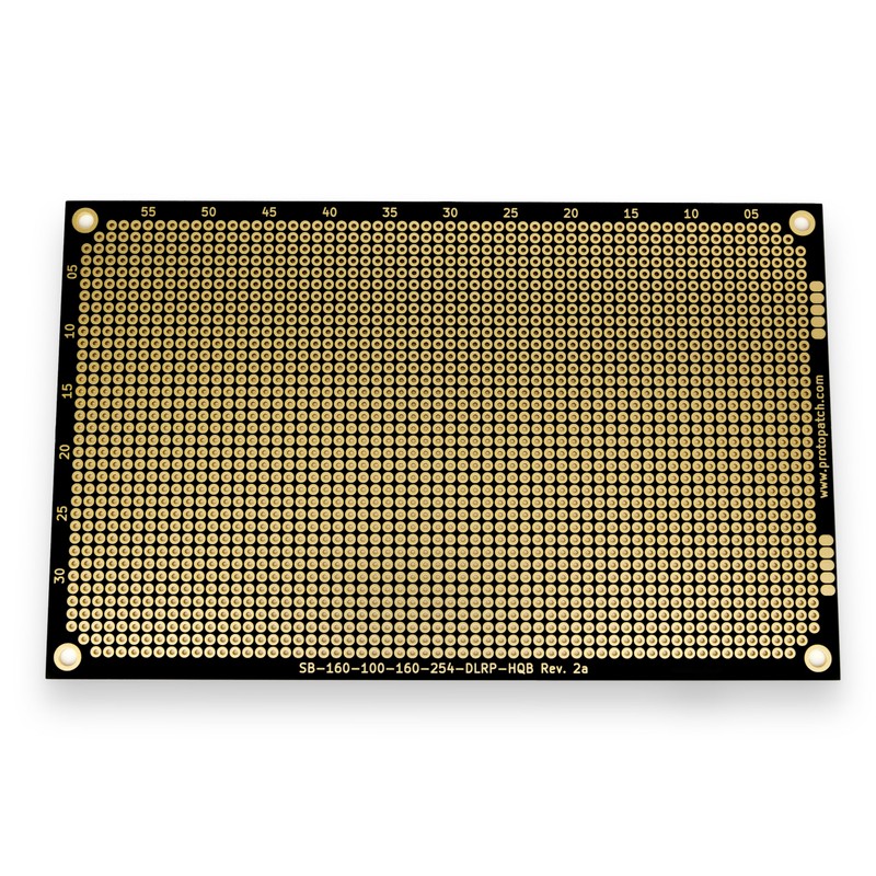 Double sided perforated grid board with round pads.