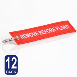 12X Keychain Luggage Tag Rings REMOVE BEFORE FLIGHT Clasp Clips Claw Hook Chain Making Metal Hardware Kit Car Bags Organizer Backpack Pocket Red