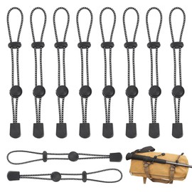 NBEADS 10 Pcs Hiking Pole Holder for Backpacks, Black Hiking Stick Holder Buckle Elastic Rope Lanyard Adjustable Straps for Most Backpacks and Hiking Poles