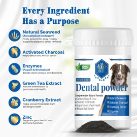 EQ K9 Dental Powder for Dogs – Natural Plaque & Tartar Remover | Freshens Breath & Supports Gum Health | No Brushing Needed | Pet teeth cleaning | 70g