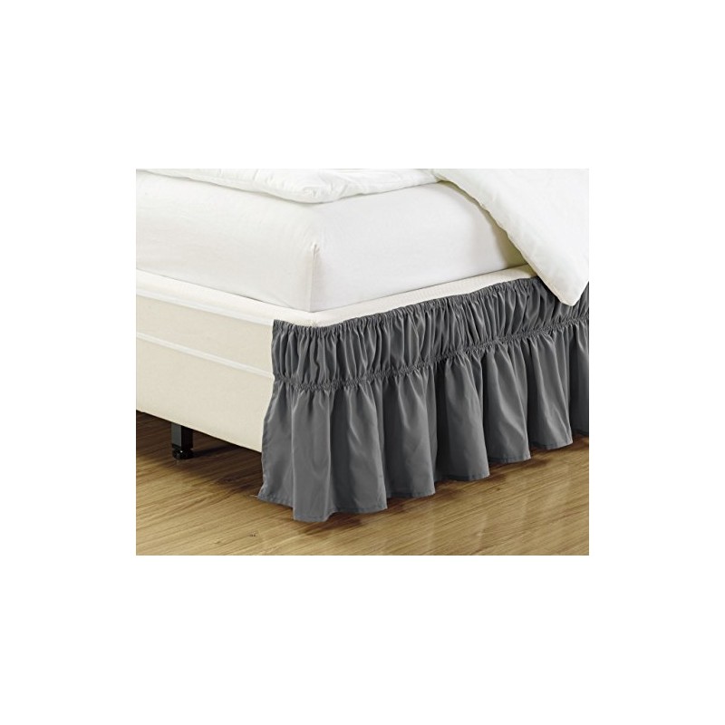 KingLinen Twin/Full Wrap Around Elastic Easy Change Microfiber Ruffled Bed