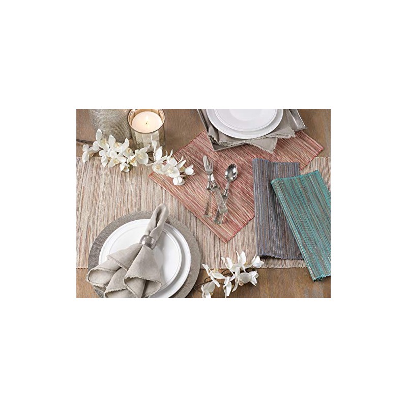 SARO LIFESTYLE Melaya Collection Shimmering Woven Nubby Table Placemats (Set