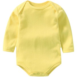 GLEAMING GRAIN Newborn Baby Long Sleeve 3 Months Onesies Yellow Bodysuits 100% Cotton Solid Baby Yellow Onesies 3-Pack 3 Months