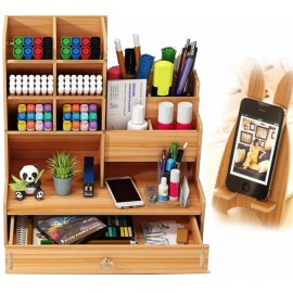 Homheal Organizador De Escritorio Madera Oficina Con Cajonera
