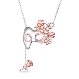 Mask Rose Necklace for Women - 925 Sterling Silver Gothic Theater Mask Dangle Necklace Musical Jewelry Masquerade Gifts Opera Fans