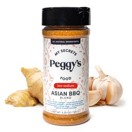 My Secrets Peggy’s Food Asian BBQ Seasoning Blend - Low Sodium Spice for Grilling Roasting Stir Fries - Bold Umami Flavor No Additives - All Purpose Meat Vegetable Seasoning 4.25 Oz