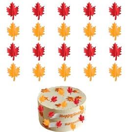 20 PCS Fall Leaves Assorted Cupcake Toppers Picks Red Orange Maple Leaves Combination for Fall Harvest Thanksgiving Theme Baby Shower Kids Birthday Party Supplies (red)