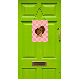 Caroline's Treasures BB7986DS1216 Bronze Turkey Pink Check Wall or Door Hanging Prints Aluminum Metal Sign Kitchen Wall Bar Bathroom Plaque Home Decor Front Door Plaque, 12x16, Multicolor