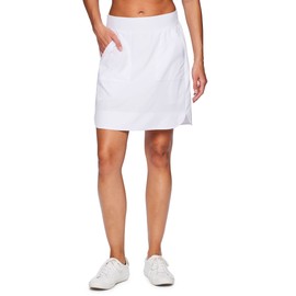 RBX Active Longer Length Skort for Women, Quick Drying Woven Pickleball Golf Skort with Pockets for Tennis, Hiking, Running Long Length White XS