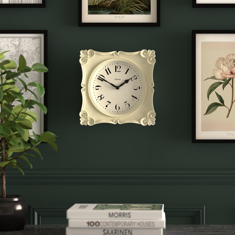 JONES CLOCKS® Rialto Wall Clock | Scroll Vintage Square Clock