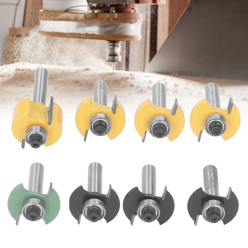8Pcs Router Bit Groove Cutter Bit Set T Shape Wood