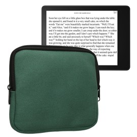 kwmobile Canvas Case Compatible with 6.8-7 Inch eReader Case - Canvas Sleeve for e-Reader with Zip - Dark Green
