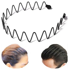bodbop XINGZHE Metal Hair Band Men Headband Women's Fashion Hair Bands Elastic Stylish Sports Hairband Head Hoop with Non Slip Wavy Teeth, Black