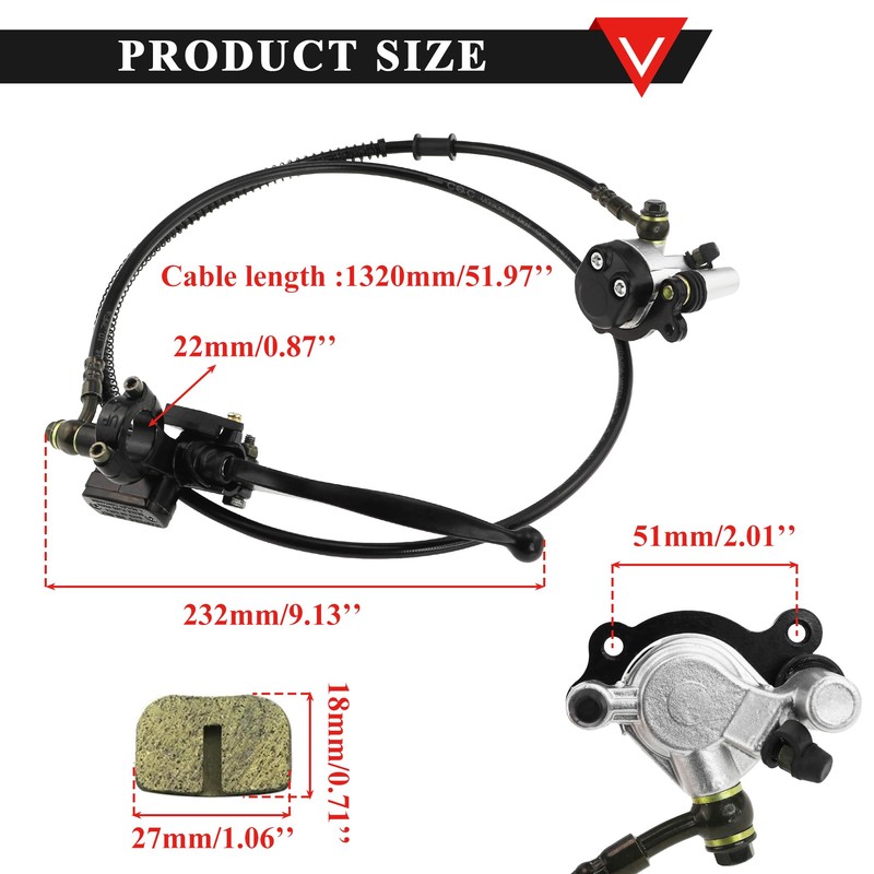 PRO BAT Hydraulic Brake Master Cylinder Caliper w/Brake Pad for