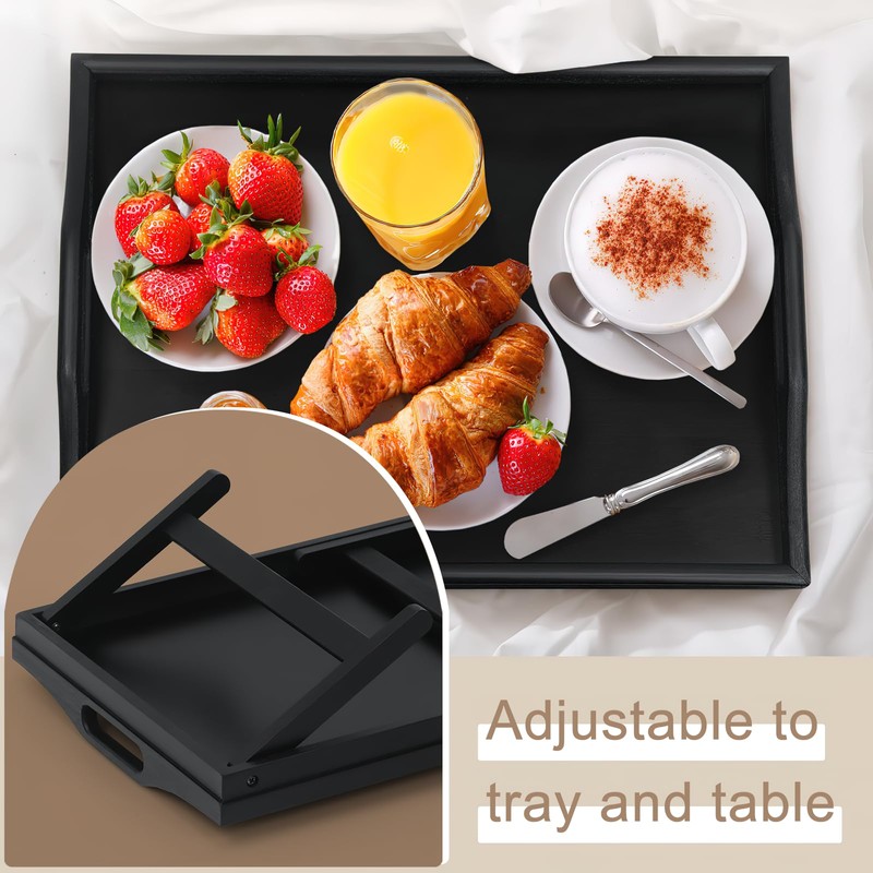 2 Pack Bed Tray Table Breakfast Trays Serving Tray Bamboo