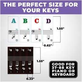 Liquid Stands Piano Note Stickers for 37-49-54-61-88 Keys – Piano Keyboard Stickers for Learning, Clear Waterproof Vinyl for Black & White Keys – No Fading, Strong Adhesive, Leaves No Residue