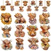 24 Pieces Fall Highland Cattle Hanging Ornaments for Trees -