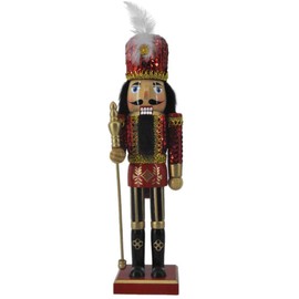 DQ DQ HOME DECOR 14IN Red Gold Sequin Soldier Nutcracker, Festive Nutcracker Figures Decoration