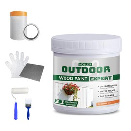 Mollor White Wood Paint, 32 OZ Fast Dry Low Odor Outdoor Wood Paint