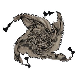 MILSPEC SURPLUS 100% Cotton Shemagh Scarf Arab Face Mask Dust Cover Keffiyeh Head Neck Wrap (Beige With Tassels)