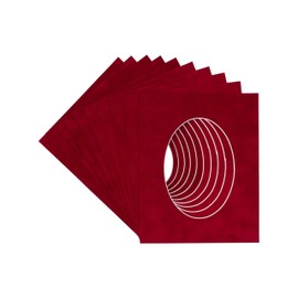 3x5 Mat For 6x7.5 Frame - Precut Bright Red Suede Oval Shaped Photo Mat Board Opening - Acid Free Matte Bevel Cut for Family Photos, Pack of 25 Matboards Show Kit With Acid Free Backings & Clear Bags