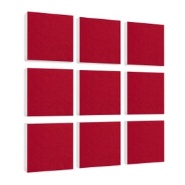 platino24 Acoustic Panels 9 Elements Colour Square 27.5 x 27.5 cm Bordeaux I Sound Absorber Made of Basotect G+ with Acoustic Felt I Sound Insulation Wall & Ceiling I Acoustic Elements Wall Panel